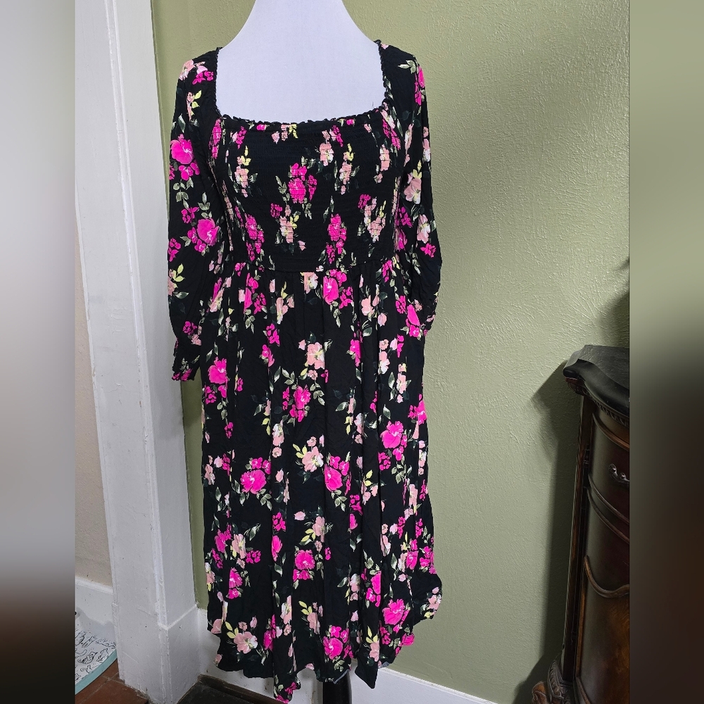 Torrid Floral Challis Smocked Dress - Picture 2 of 8